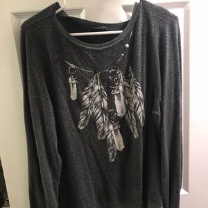 Grey feather wild fox sweater